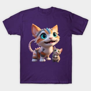 Calico Dragon Cat with her little friend T-Shirt